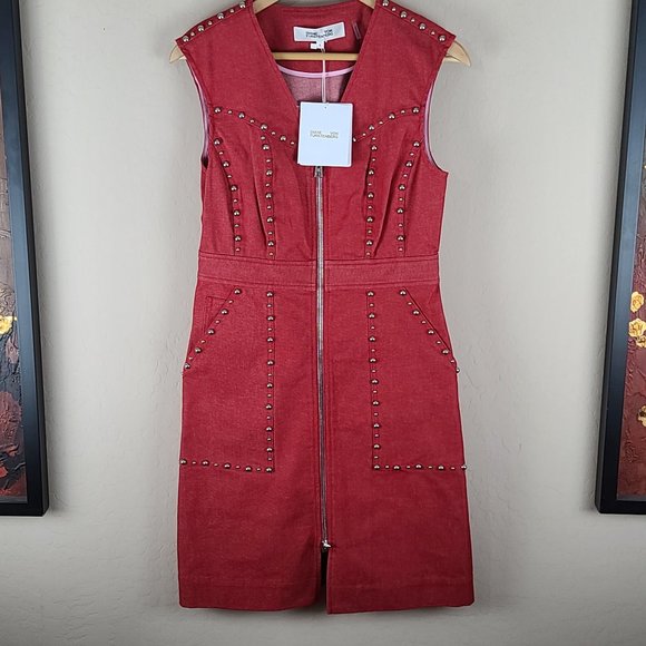 NWT Diane Von Furstenberg Zip Front Sheath Dress - Picture 2 of 12